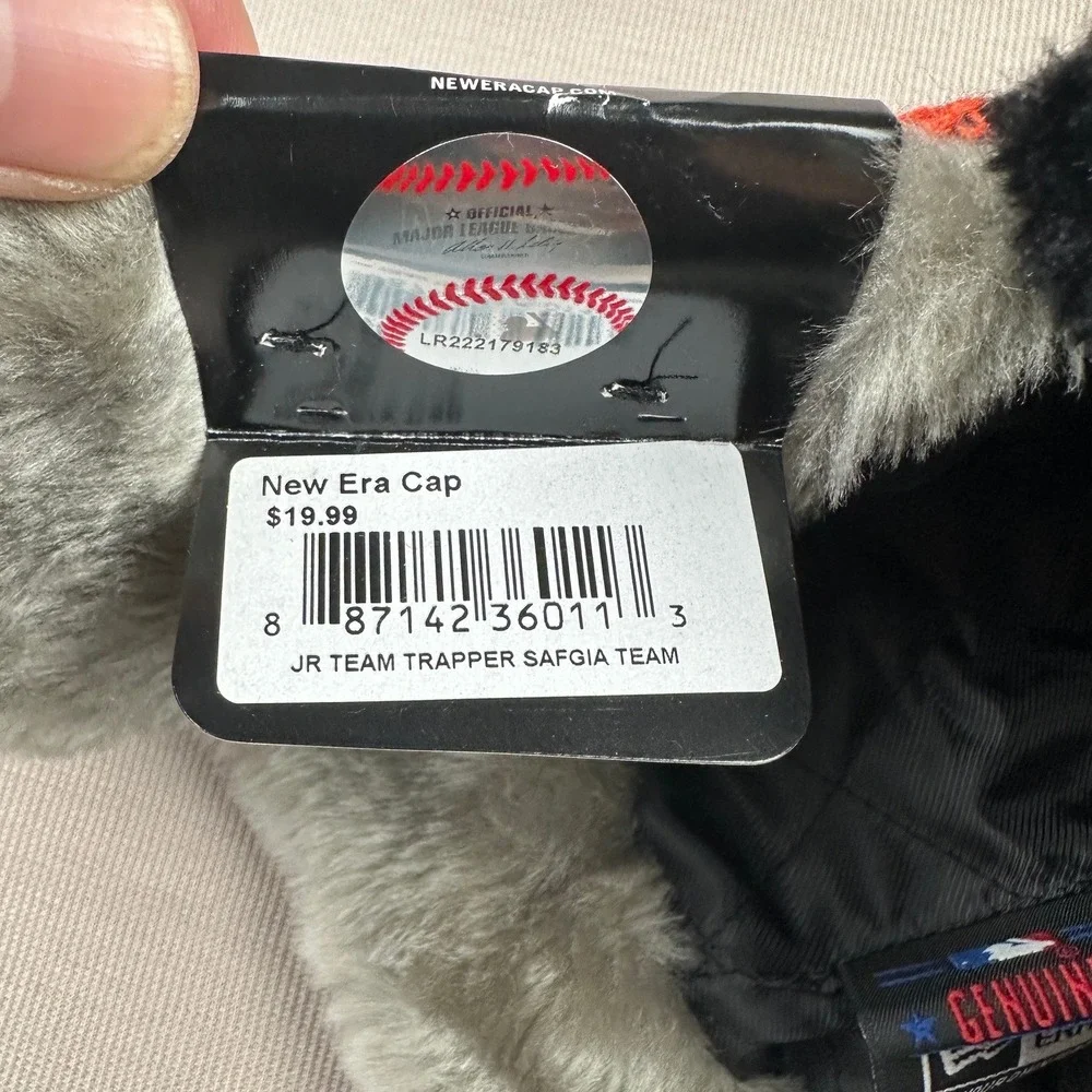 New Era Kids San Francisco Giants Trapper Hat Black Orange Fair Isle Winter Cap
